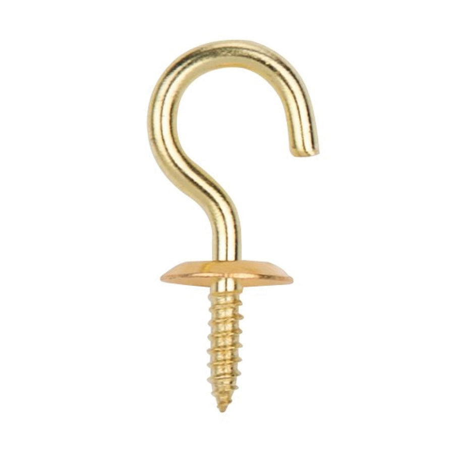ProSource LR-390-PS Cup Hook, 5/16 in Opening, 3 mm Thread, 1-1/8 in L, Brass, Brass