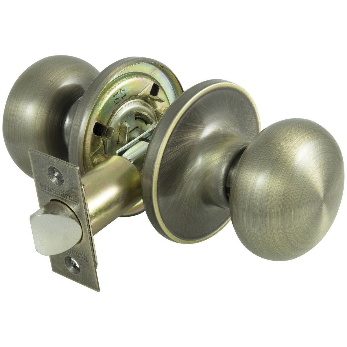ProSource TF830V-PS Door Knob, Knob Handle, Metal, Antique Brass, 2-3/8 to 2-3/4 in Backset, 44 x 57 mm Strike