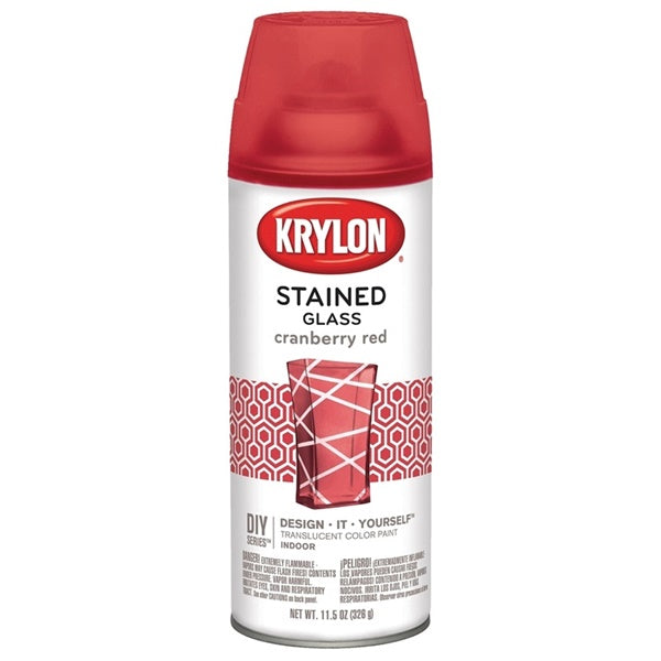 Krylon K09026000 Stained Glass Paint, Gloss, Cranberry Red, 11.5 oz, Aerosol Can