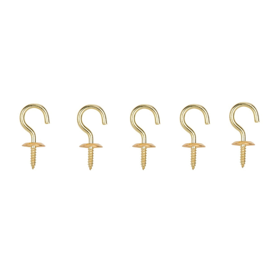 ProSource LR-391-PS Cup Hook, 11/32 in Opening, 3.2 mm Thread, 1-1/4 in L, Brass, Brass
