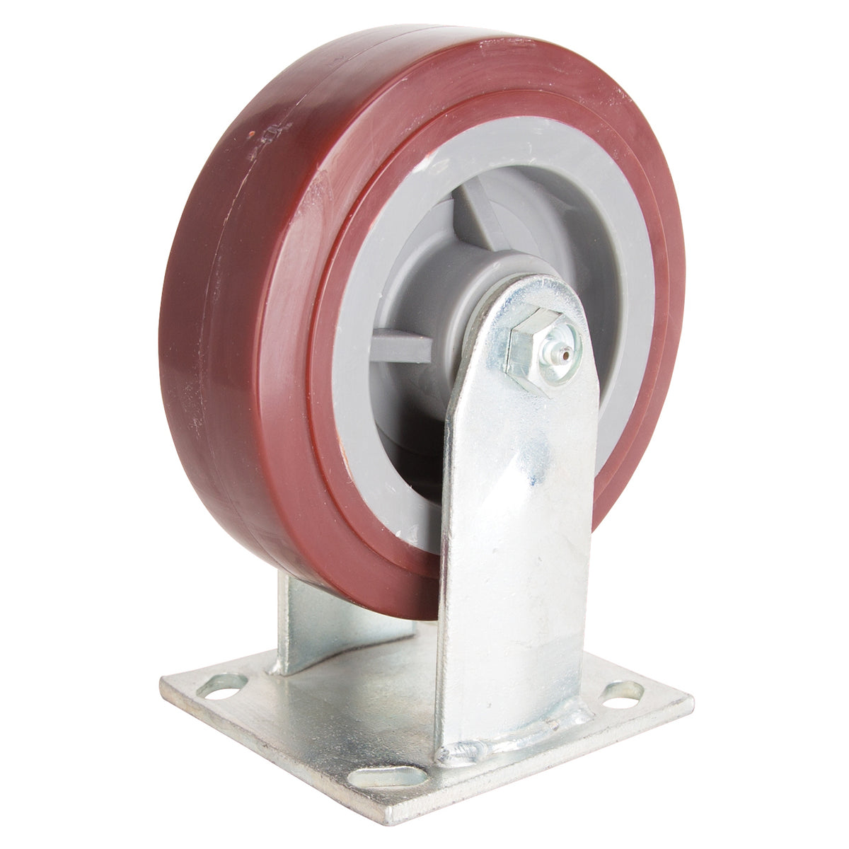 ProSource JC-P05 Rigid Caster, 6 in Dia Wheel, 2 in W Wheel, PU Wheel, Gray, 500 lb, Steel Housing Material