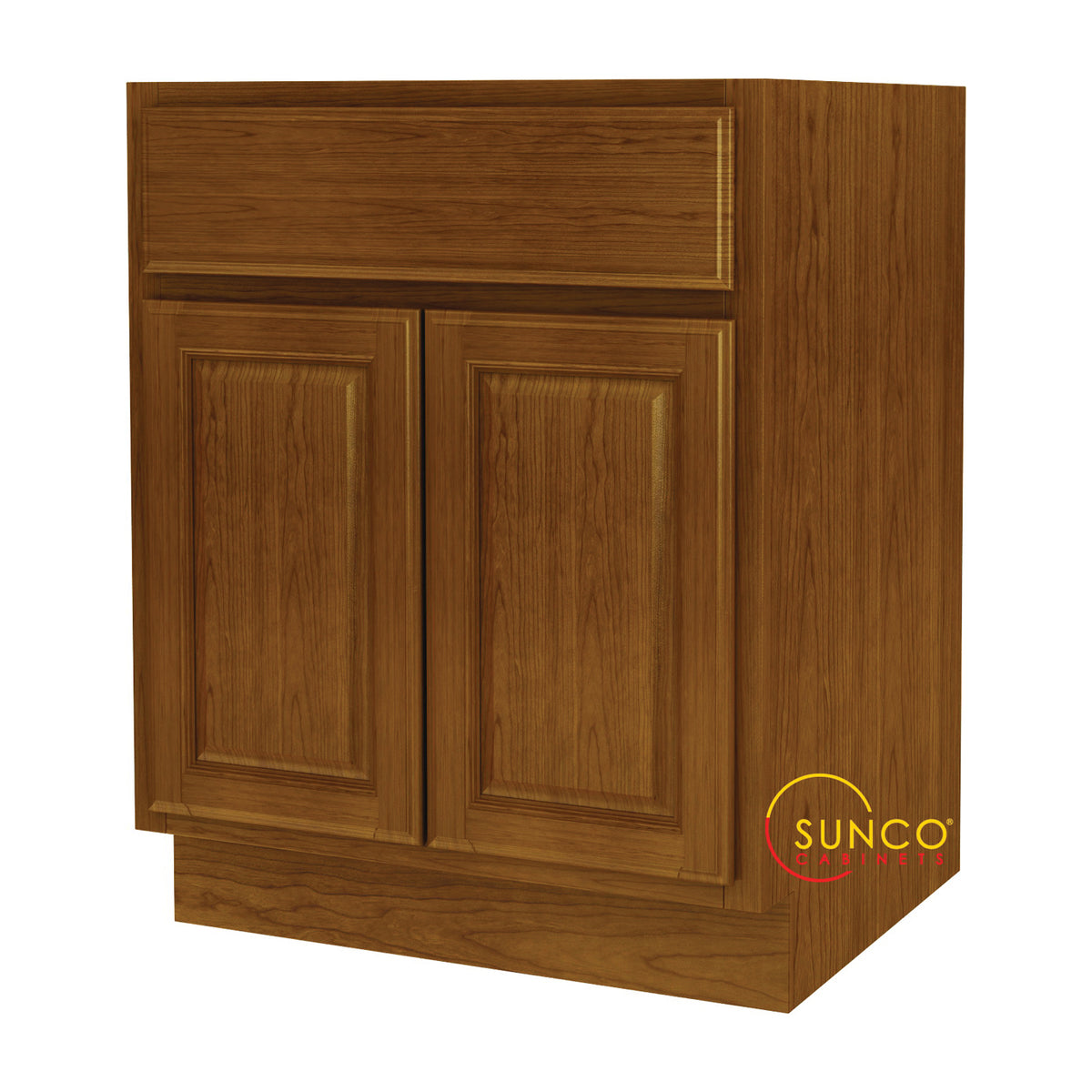 Sunco Randolph Series B27RT-B Base Cabinet, 27 in OAW, 24 in OAD, 34-1/2 in OAH, Wood, Amber, 1-Drawer, 2-Door