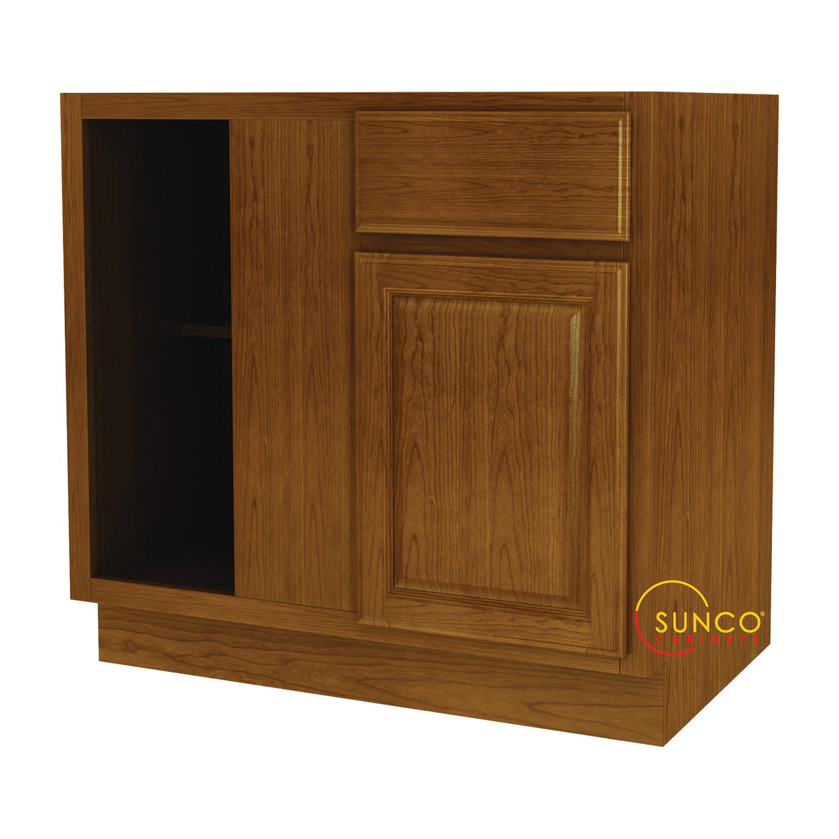 Sunco Randolph BBC42RT Kitchen Cabinet, 45 in OAW, 36 in OAD, Wood, Amber, 1-Drawer, 1-Shelf, Assembled