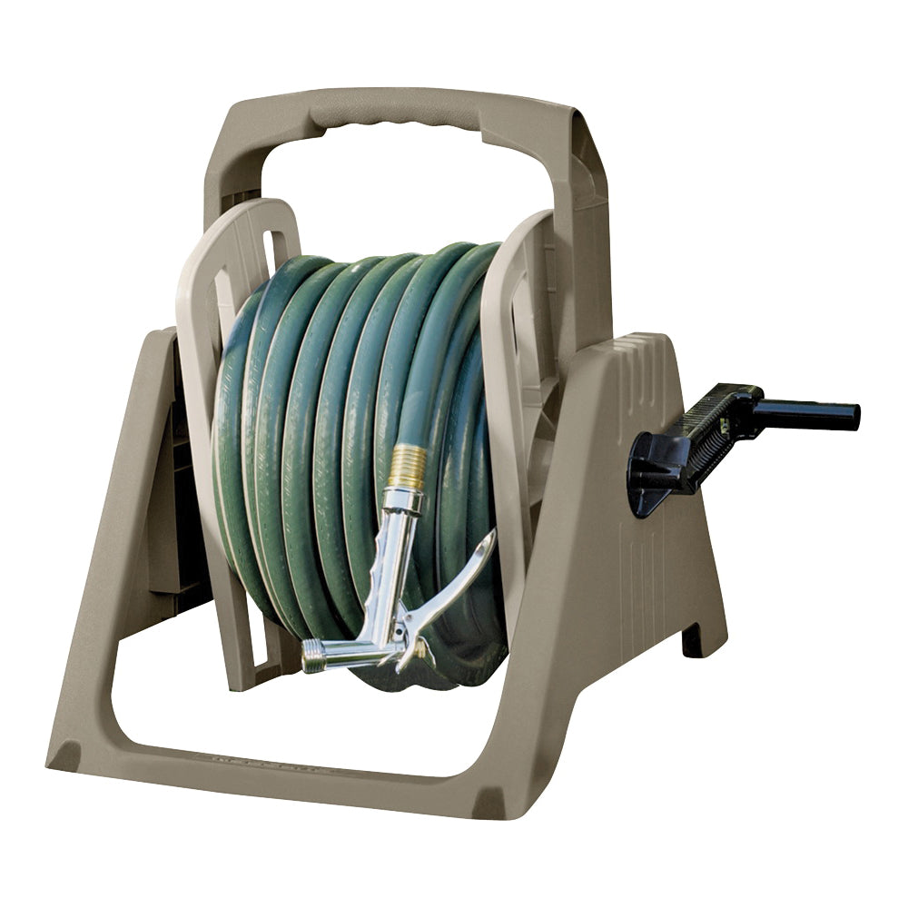 Suncast TSA100M Hose Reel, 5/8 in Hose, 100 ft of 5/8 in Hose, Swing-Up Handle, Vinyl