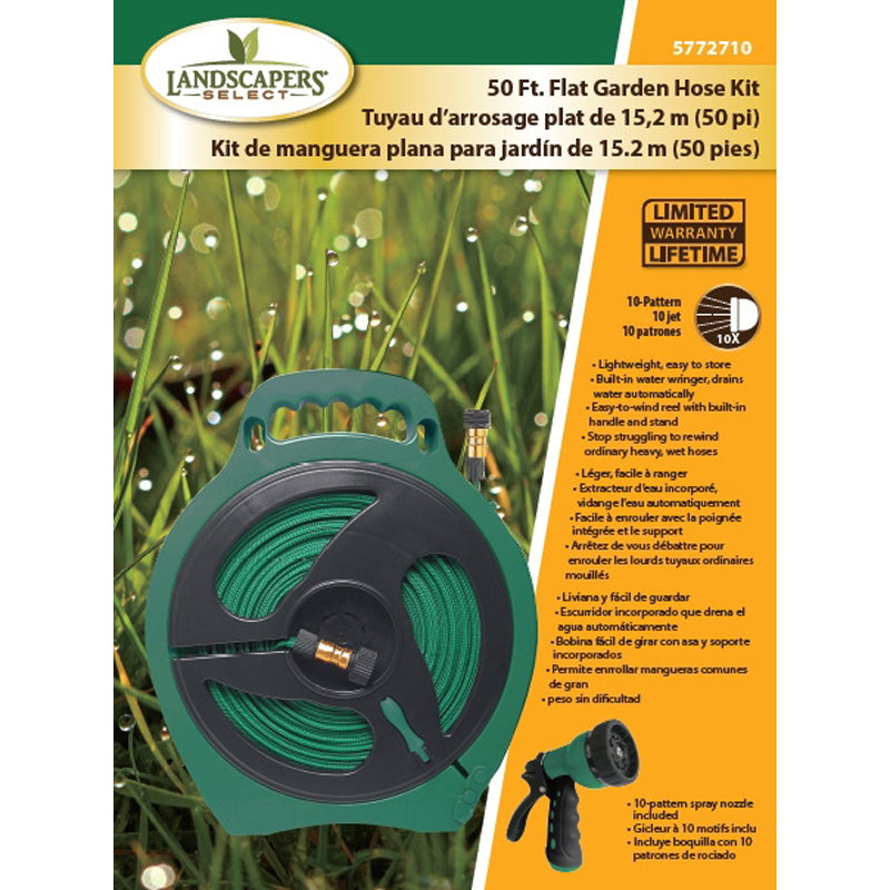 Landscapers Select YP1121 Hose Set, 50 ft L Hose, 50 ft Hose, In a Storage Case Winding, Built-In Handle, Polyester