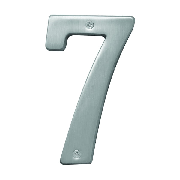 HY-KO Prestige Series BR-51SN/7 House Number, Character: 7, 5 in H Character, Nickel Character, Solid Brass