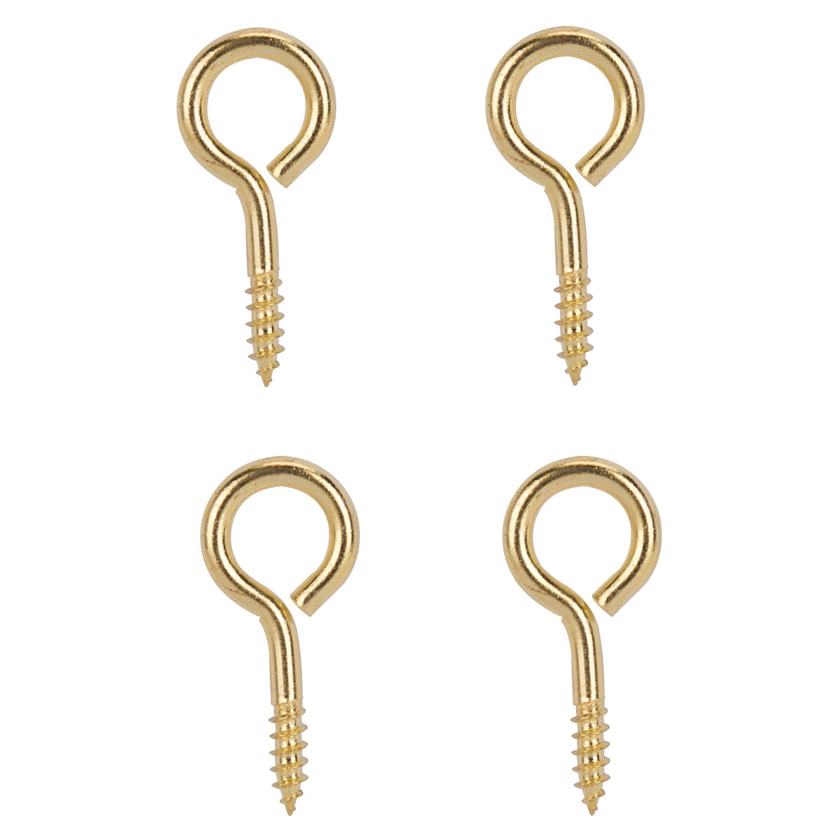 ProSource LR-242-PS Screw Eye, 4 mm Dia Wire, 4 mm Thread, 15/32 in L Thread, 1-3/8 in OAL, Brass, Brass Plated