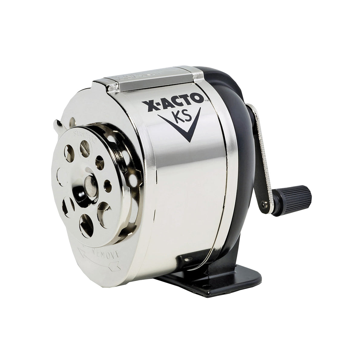 X-Acto 1031 Pencil Sharpener, Hardened Steel Blade, Metal Housing Material, Black/Chrome Housing