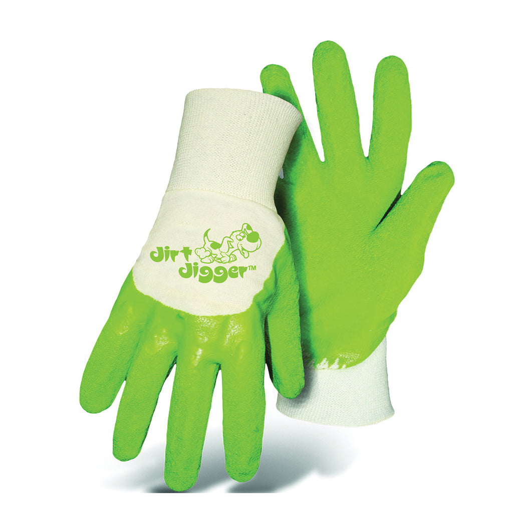 BOSS Dirt Digger 8404GM Ergonomic Garden Gloves, Women's, M, Knit Wrist Cuff, Rubber Coating, Latex Glove, Green
