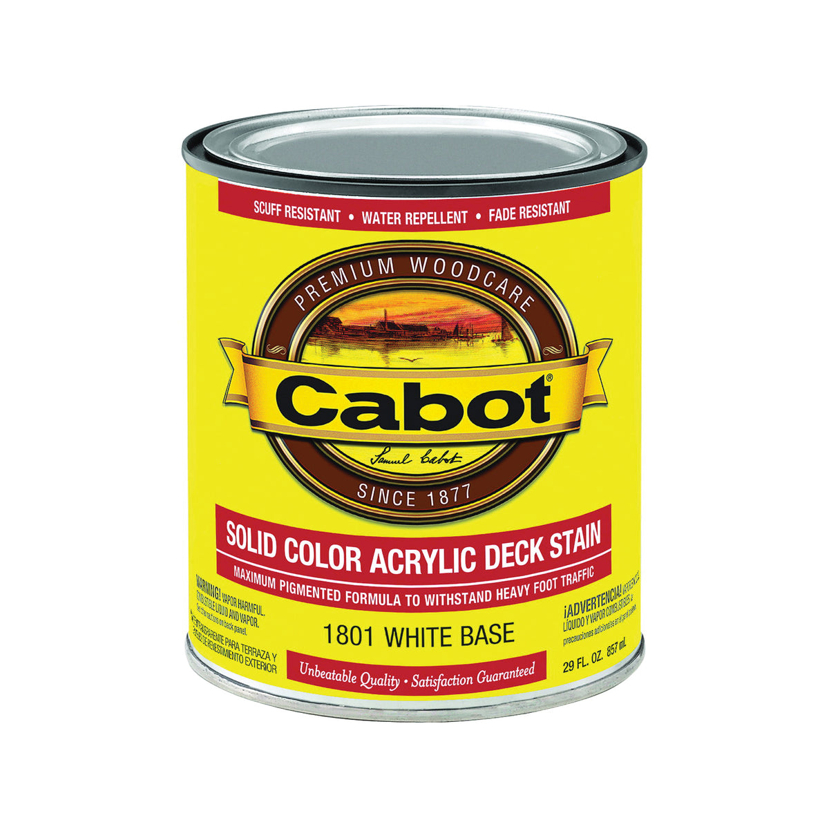 Cabot 140.0001801.005 Decking Stain, Low-Lustre, White, Liquid, 1 qt