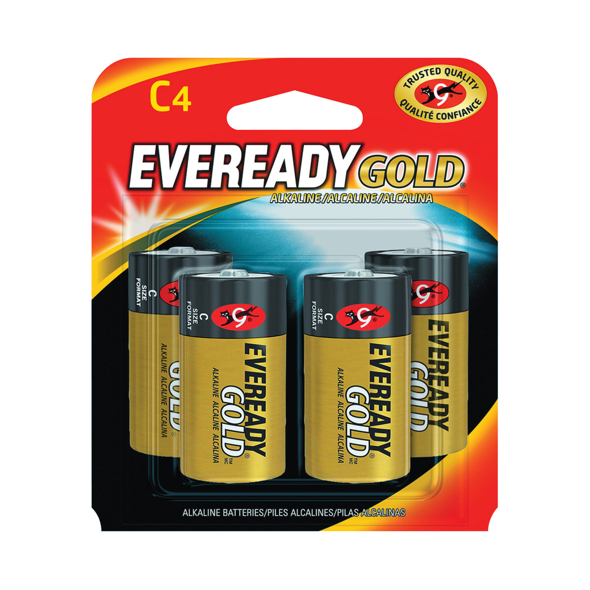 Energizer A93BP-4 Battery, 1.5 V Battery, 8 Ah, C Battery, Alkaline, Manganese Dioxide, Zinc