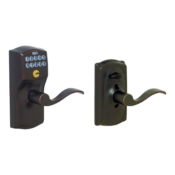 Schlage FE595VCAM/ACC 716 Keypad Lock with Flex-Lock, Metal, Aged Bronze, 2-3/8 x 2-3/4 in Backset