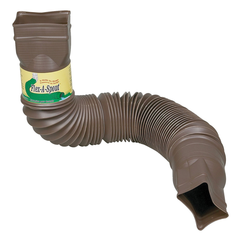 Amerimax Flex-A-Spout Series 85019 Downspout Extension, 22 to 55 in L Extended, Steel, Brown