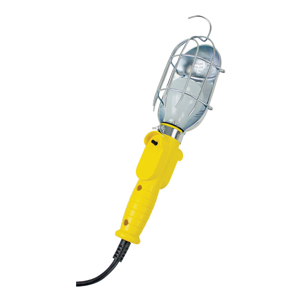 PowerZone ORTL010606 Work Light with Metal Guard and Single Outlet, 12 A, 6 ft L Cord, Yellow