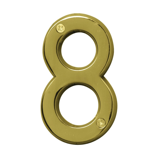 HY-KO Prestige Series BR-42PB/8 House Number, Character: 8, 4 in H Character, Brass Character, Solid Brass