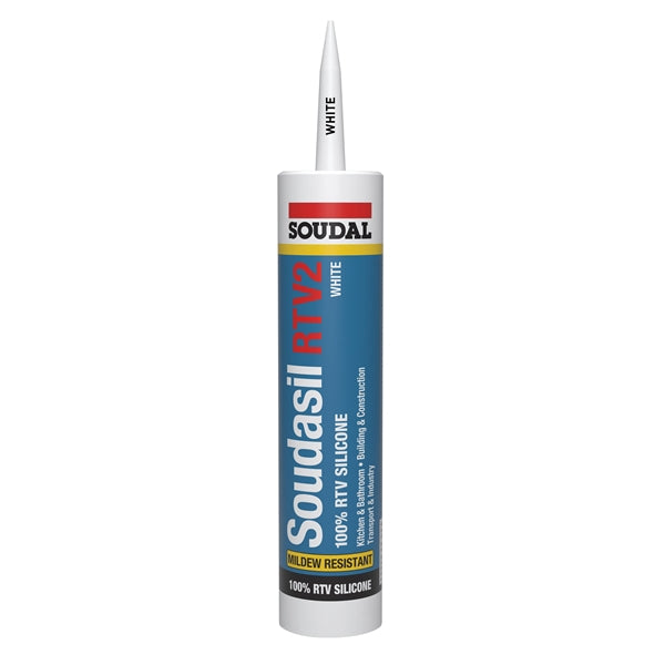 Soudal Soudasil RTV2 5823554 Silicone Sealant, White, 24 hr Curing, -40 to 325 deg F, 10.1 fl-oz Cartridge