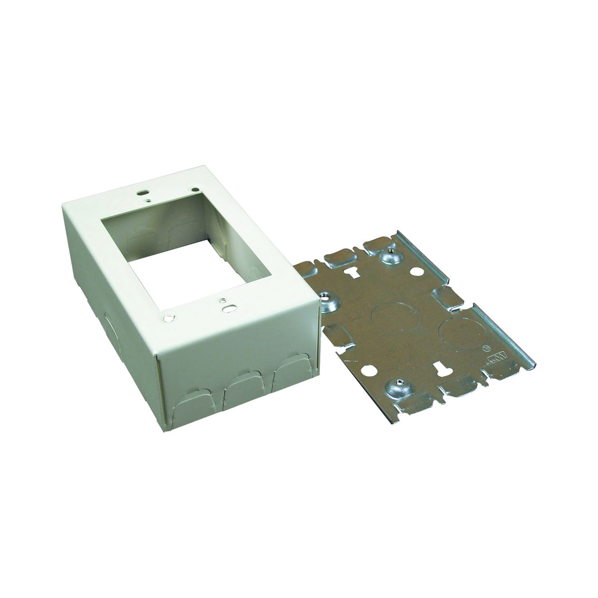 Wiremold B35 Outlet Box, 0 -Knockout, Steel, Ivory, Wall Mounting