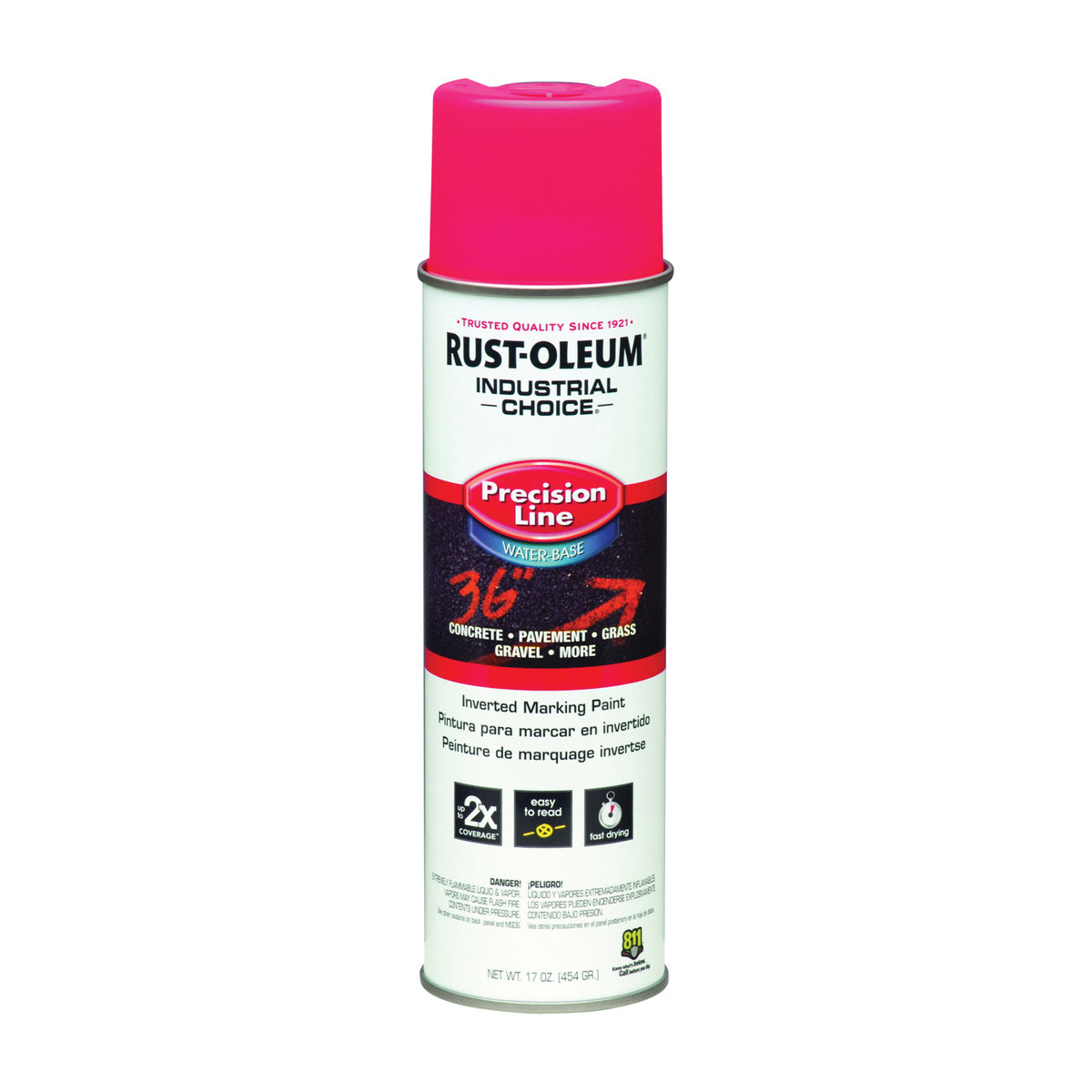 RUST-OLEUM INDUSTRIAL CHOICE 1861838 Marking Paint, Fluorescent Pink, 17 oz, Aerosol Can
