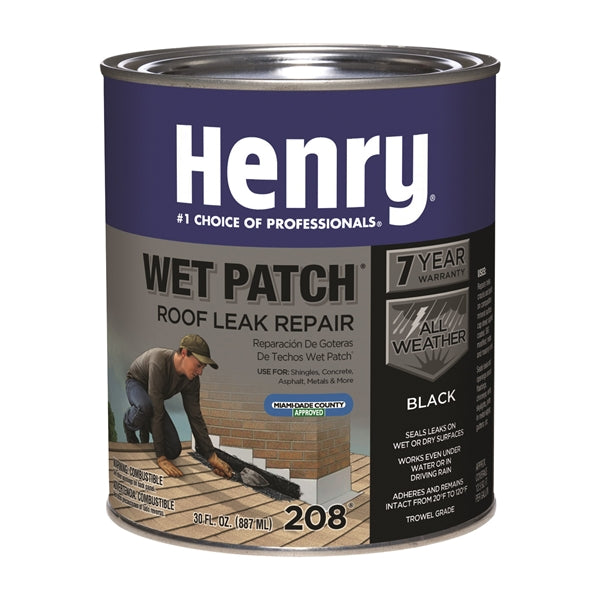 Henry HE208030 Roof Cement, Black, Liquid, 1 qt Can