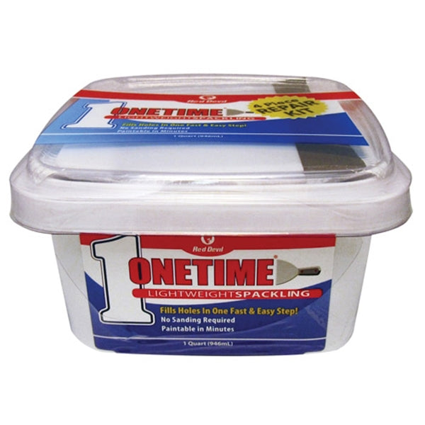 Red Devil Onetime 540 Series 0544KT Spackling Repair Kit, White, 1 qt Tub