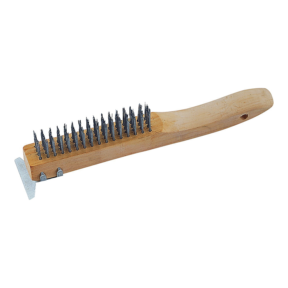 ProSource TGE-WB416 Wire Brush with Scraper, 1-3/4 in L Trim, Zinc Bristle, 3/4 in W Brush, 10-1/4 in OAL