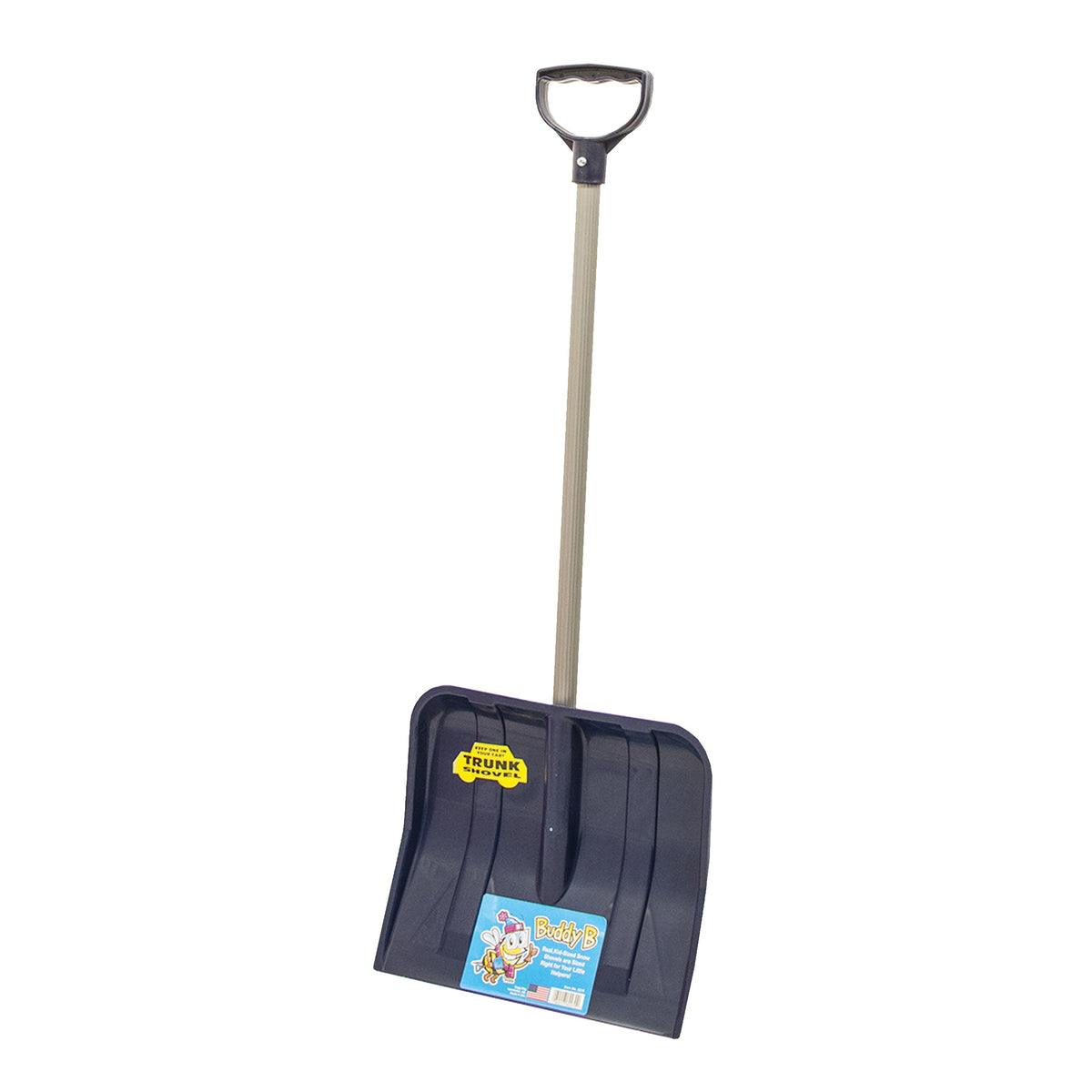 RUGG BUDDY B 227P Kids Shovel, 12 in W Blade, 10 in L Blade, Polyethylene Blade, Steel Handle, 34 in OAL, Blue