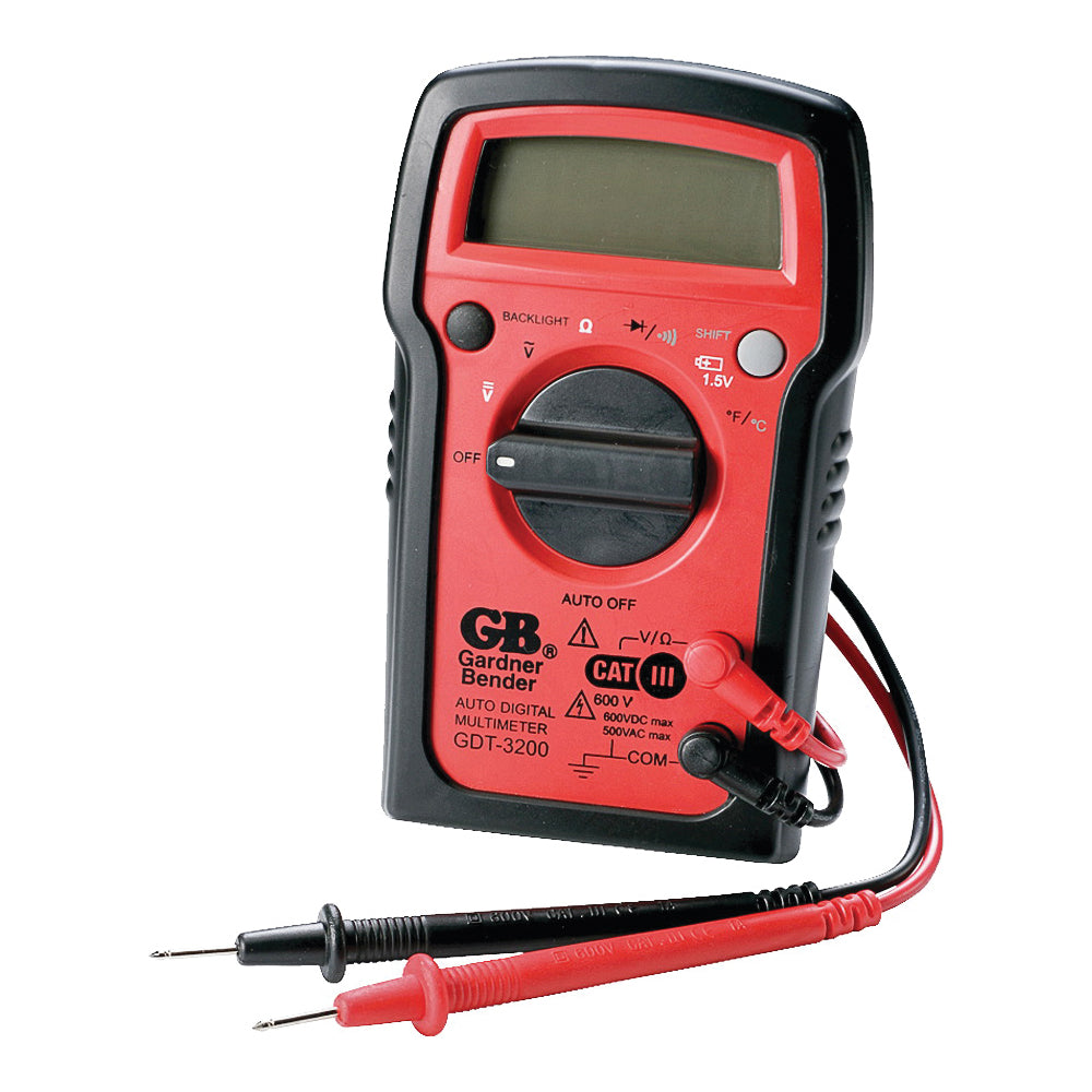 GB GDT-3200 Multimeter, 500 VAC, 600 VDC, 20 MOhm, Digital, LCD Display, Red