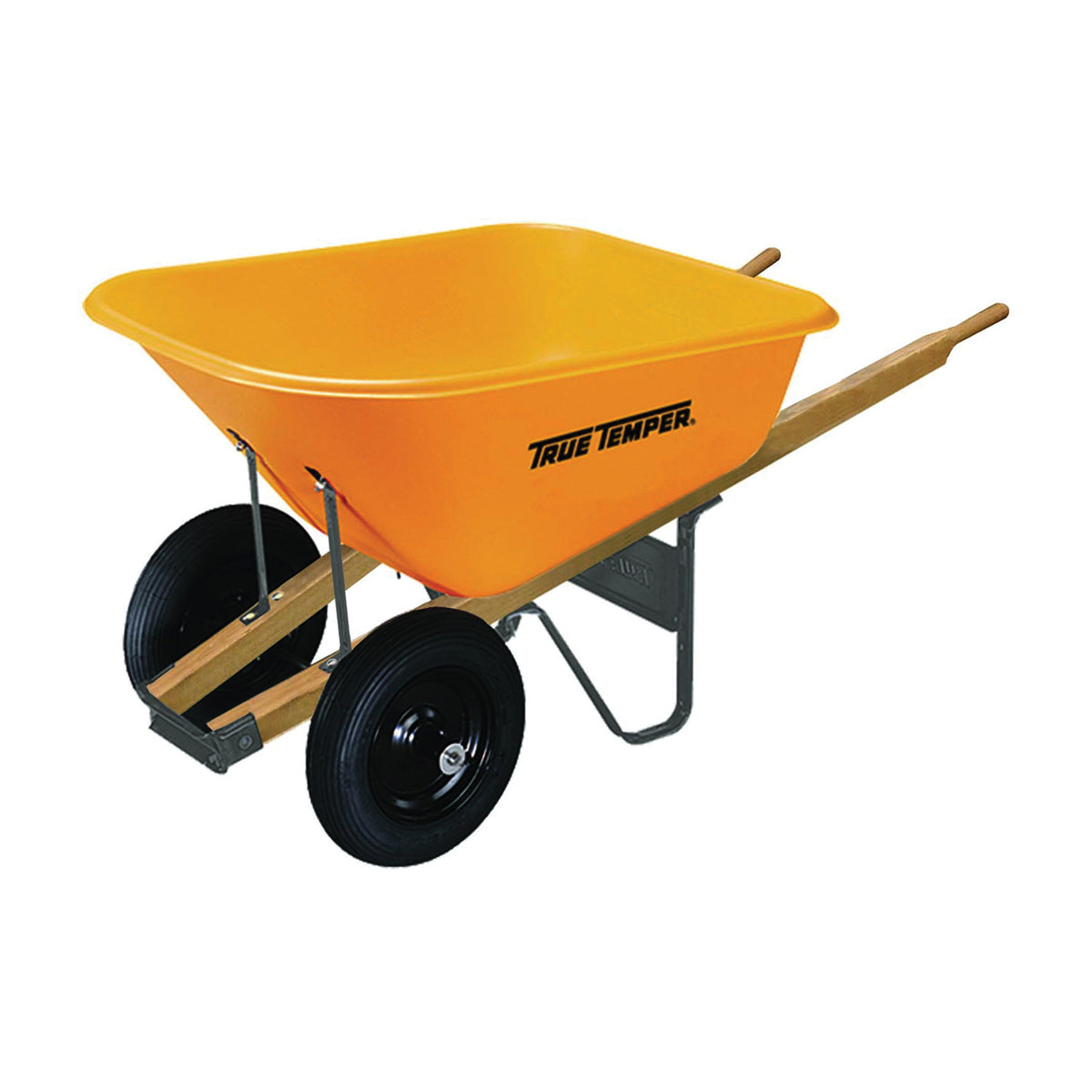 TRUE TEMPER RP810 Wheelbarrow with Dual Wheels, 8 cu-ft Volume, Poly, 2-Wheel