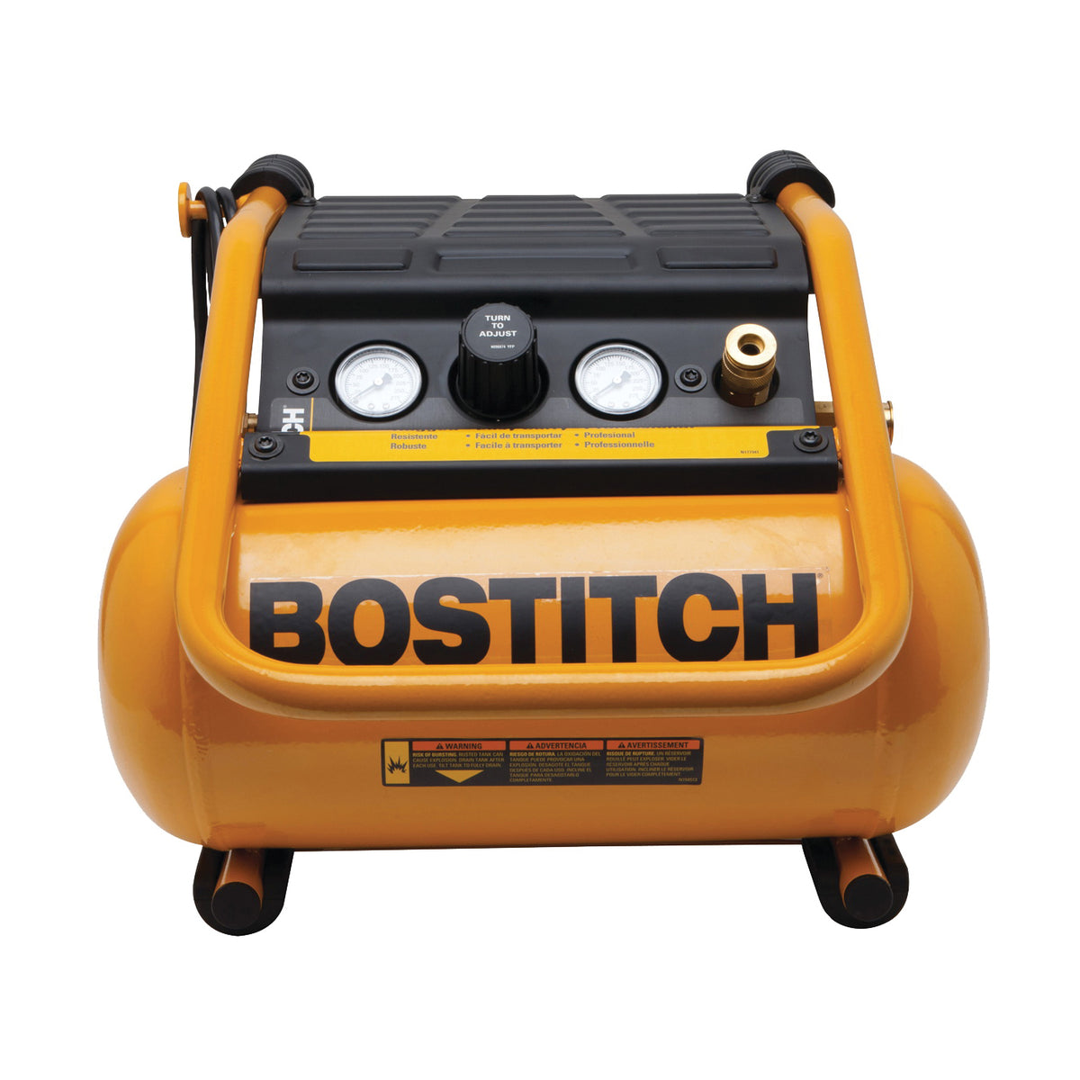 Bostitch BTFP01012 Trim Compressor, 2.5 gal Tank, 0.8 hp, 120 V, 90 psi Pressure, 2 scfm Air
