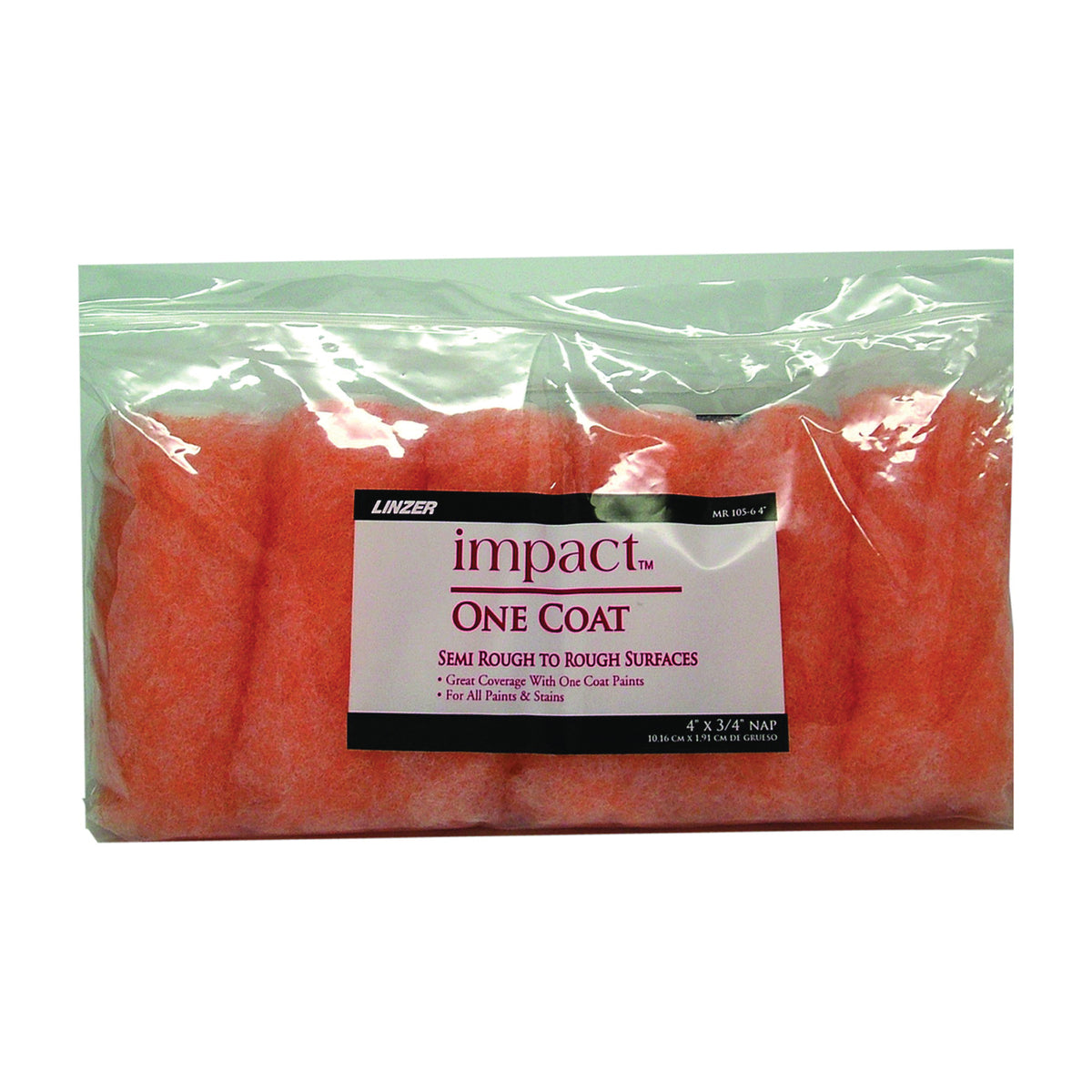 Linzer MR 105-6 4IN Paint Roller Cover, 3/4 in Thick Nap, 4 in L, Fabric Cover