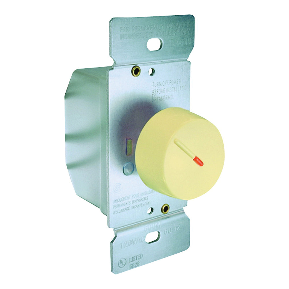 Eaton Wiring Devices RI306PL-V-K Rotary Dimmer, 120 V, 600 W, Incandescent Lamp, 3-Way, Ivory