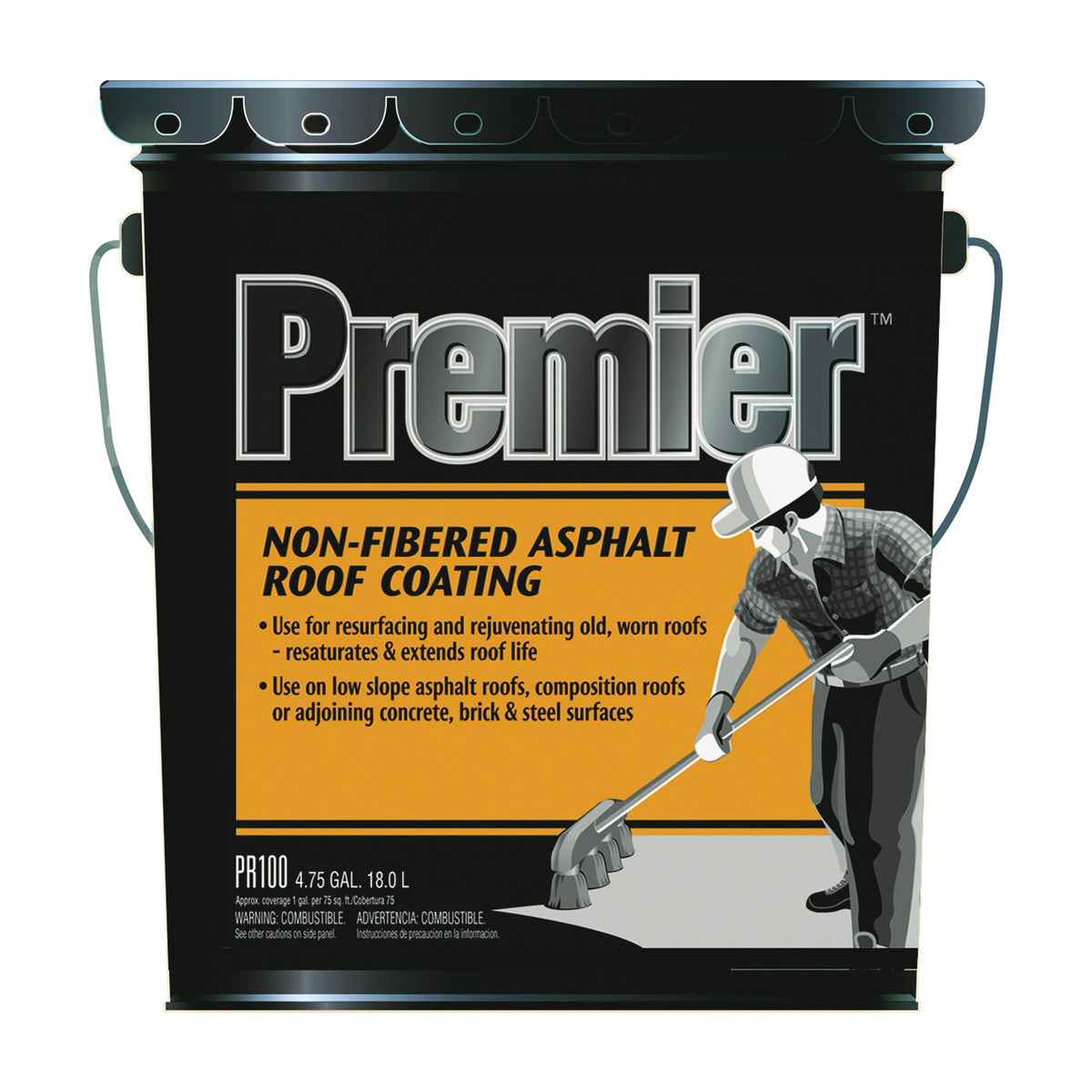 Henry PR100070 Asphalt Roof Coating, Black, 18 L Pail, Liquid