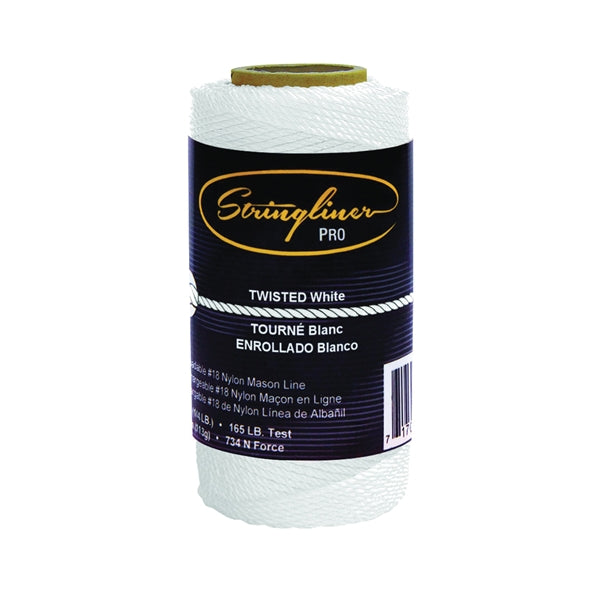 Stringliner Pro Series 35103 Construction Line, #18 Dia, 270 ft L, 165 lb Working Load, Nylon, White