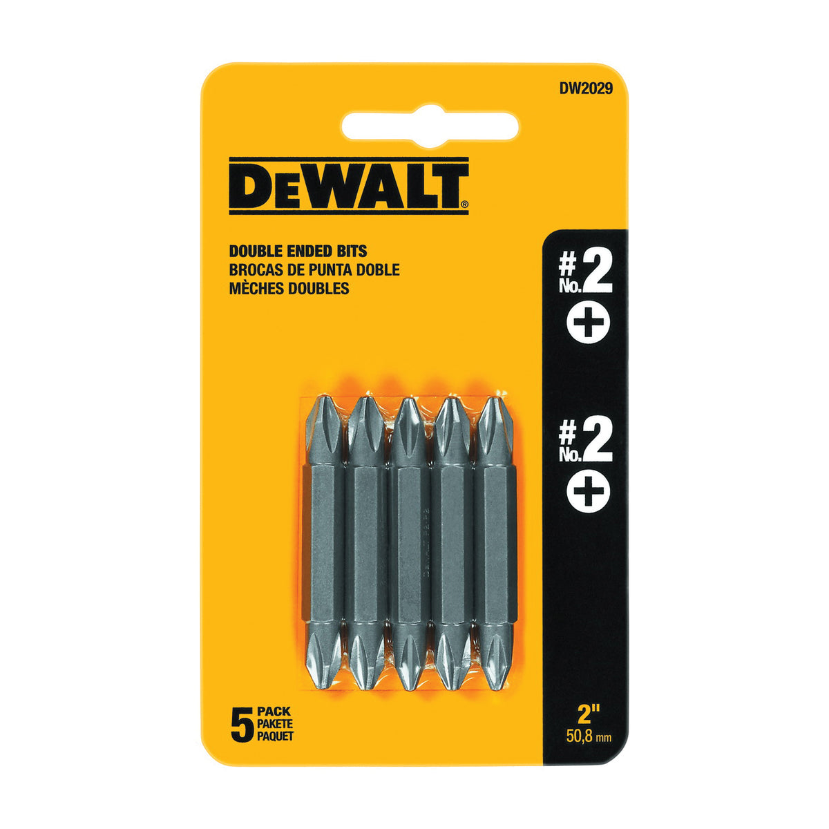 DeWALT DW2029 Screwdriver Bit, #2 Drive, Phillips Drive, 1/4 in Shank, Hex Shank, 2 in L, Steel