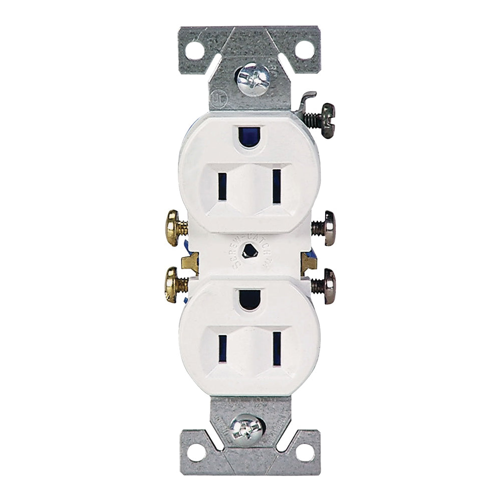 Eaton Wiring Devices 270W Duplex Receptacle, 2 -Pole, 15 A, 125 V, Push-in, Side Wiring, NEMA: 5-15R, White
