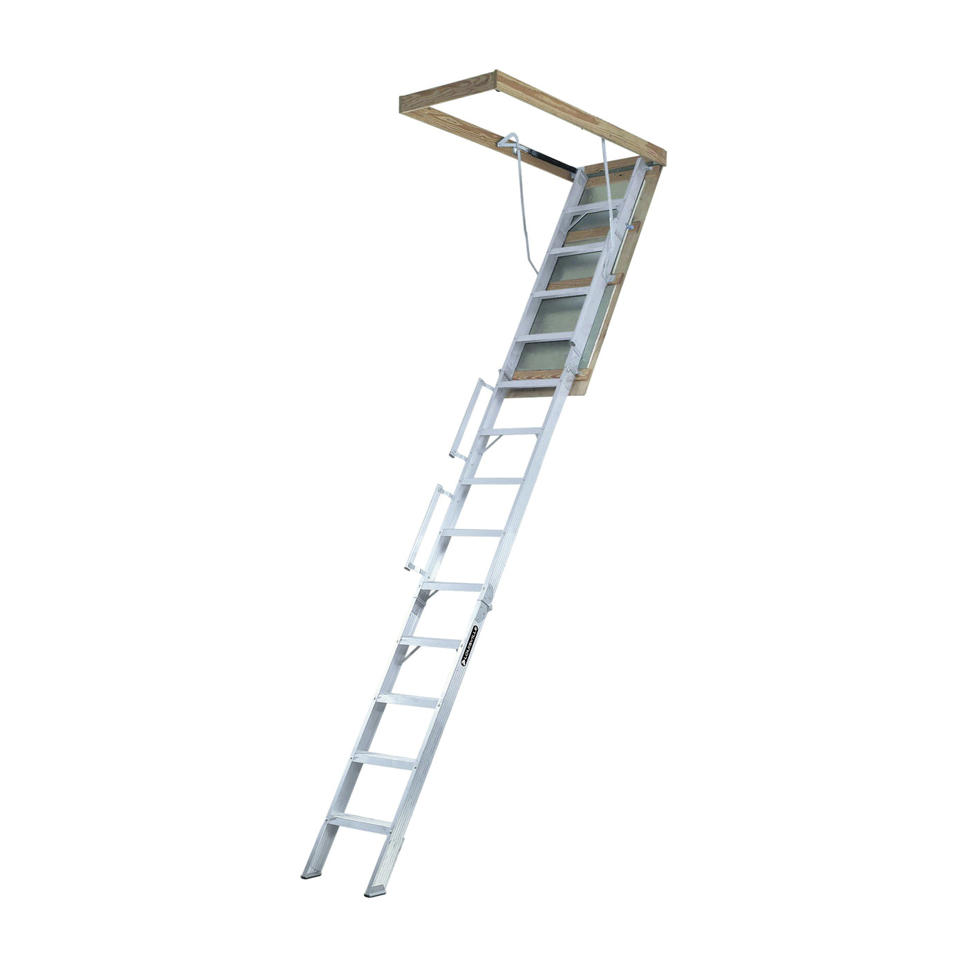 Louisville Everest Series FTAL258P Fire-Treated Attic Ladder, 10 to 12 ft H Ceiling, 25-1/2 x 63 in Ceiling Opening
