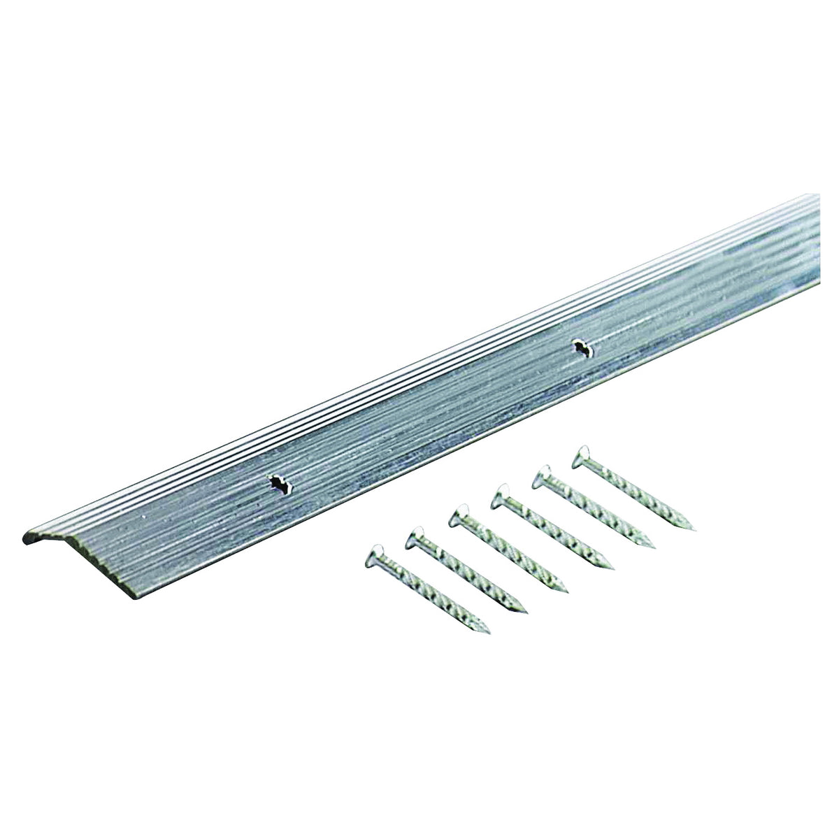 M-D 78006 Carpet Trim, 36 in L, 7/8 in W, Fluted Surface, Aluminum, Silver