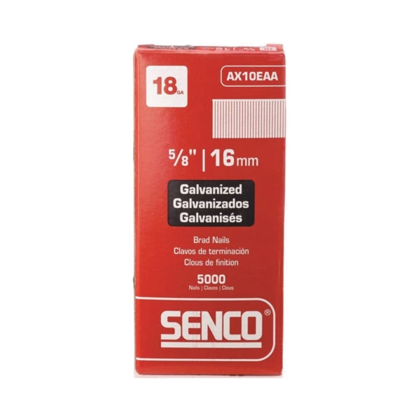 SENCO AX10EAA Nail, 5/8 in L, 18 Gauge, Steel, Electro-Galvanized, Brad, Medium Head, Smooth Shank