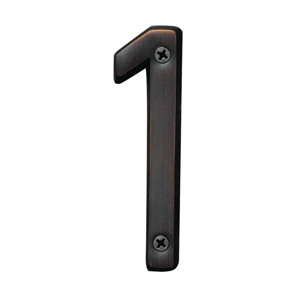 HY-KO Prestige Series BR-42OWB/1 House Number, Character: 1, 4 in H Character, Bronze Character, Solid Brass