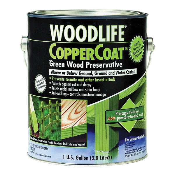 WOLMAN WoodLife CopperCoat 1901A Wood Preservative, Green, Liquid, 1 gal, Can