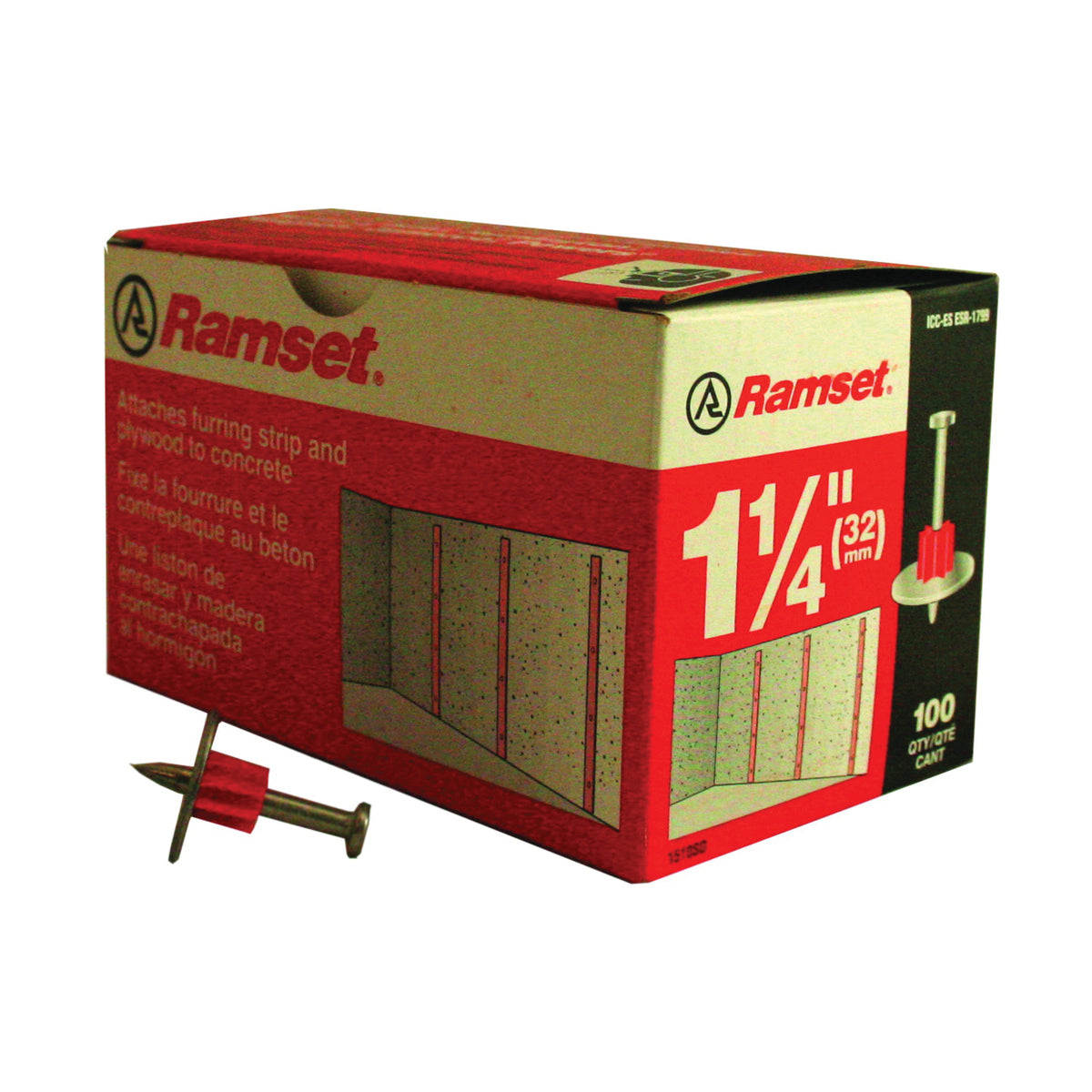 Ramset 1510SD Washered Pin, 0.145 in Dia Shank, Steel, Zinc