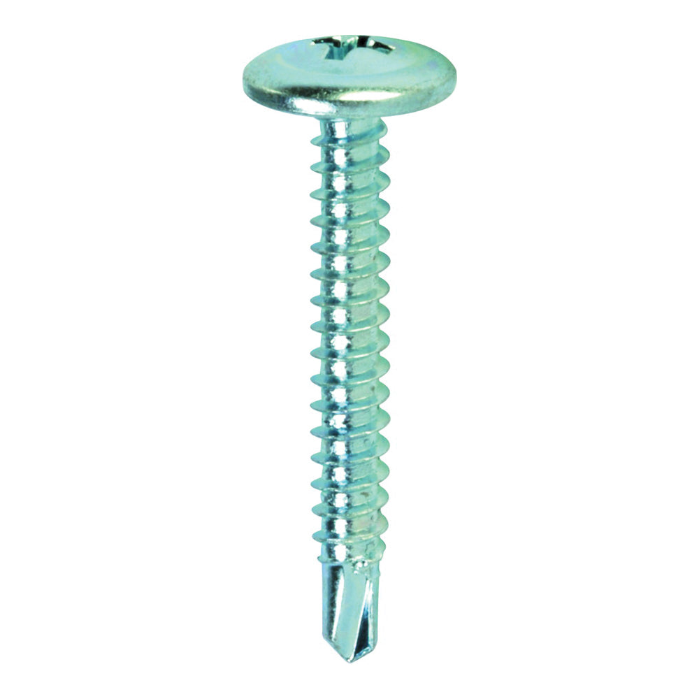 Teks 21520 Lath Screw, #8 Thread, Truss Head, Phillips Drive, Drill Point, Steel, Zinc