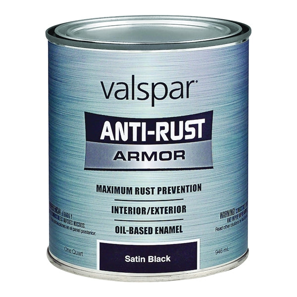 Valspar 21800 Series 044.0021825.005 Enamel, Satin, Black, 1 qt, Can