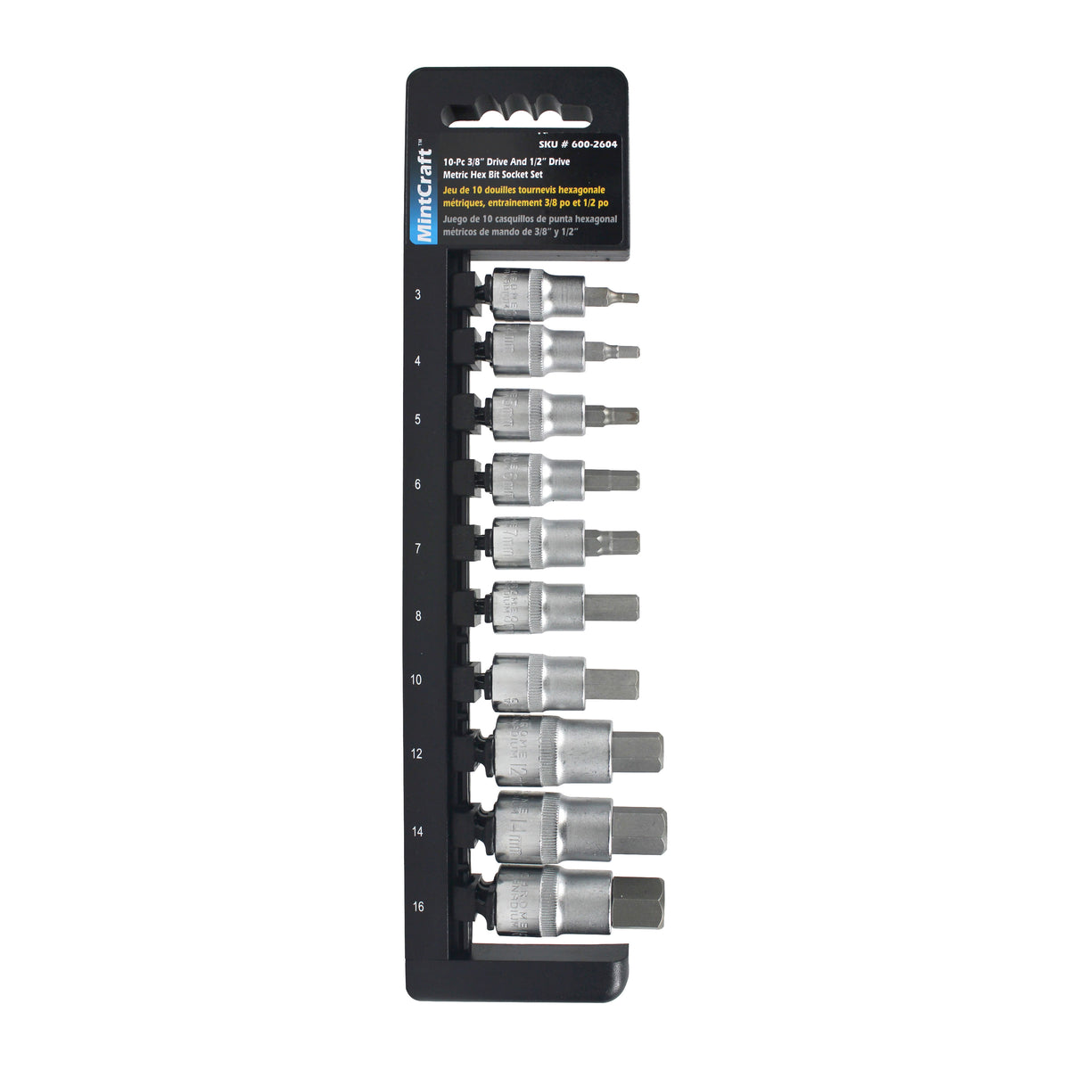 Vulcan TS1010M Socket Set, Chrome Vanadium Steel, Chrome