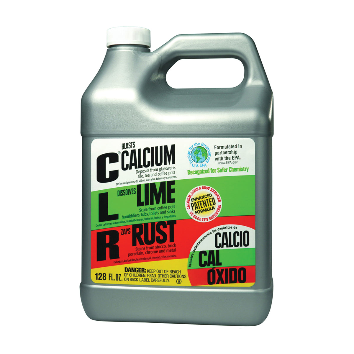 CLR CL-4 Calcium/Lime/Rust Cleaner, 1 gal, Liquid, Slightly Acidic, Lime Green