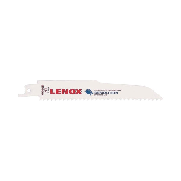 Lenox 205126066R Reciprocating Saw Blade, 7/8 in W, 6 in L, 6 TPI, Bi-Metal Cutting Edge