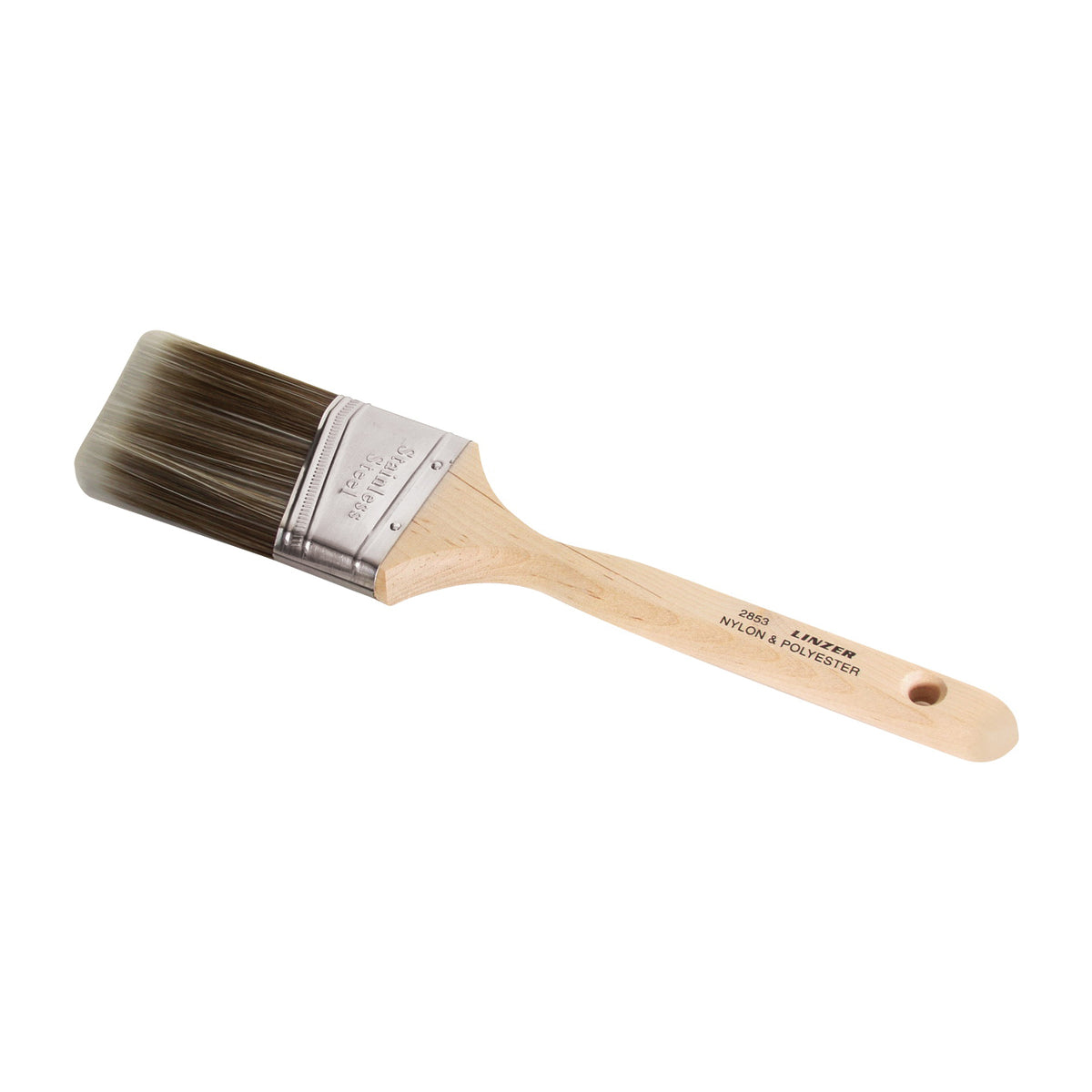 Linzer 2853-2.5 Paint Brush, 2-1/2 in W, 3 in L Bristle, Nylon/Polyester Bristle, Sash Handle
