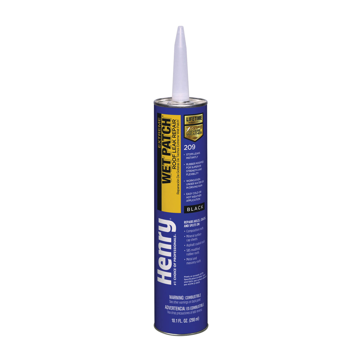 Henry 209XR Series HE209104 Roof Leak Repair, Black, Paste, 11 fl-oz Cartridge