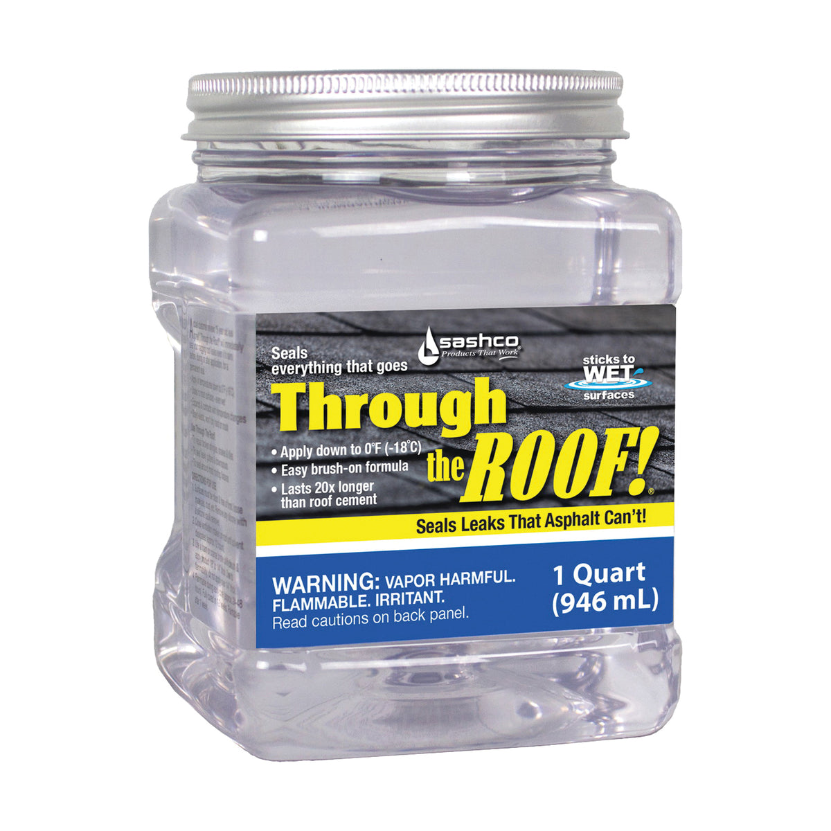 Through The Roof! 14003 Cement and Patching Sealant, Clear, Liquid, 1 qt Container