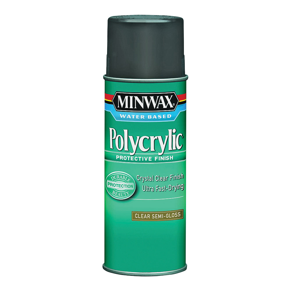 Minwax Polycrylic 34444000 Protective Finish Paint, Semi-Gloss, Liquid, Crystal Clear, 11.5 oz, Aerosol Can
